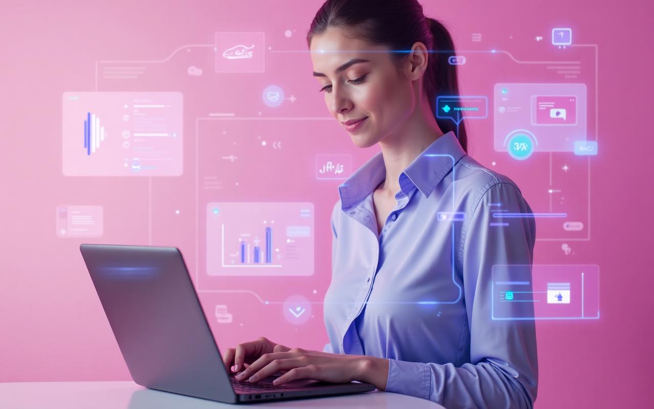 E-commerce professional managing AI customer support with order tracking and analytics